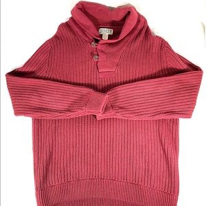 DULUTH TRADING Mens XL Thick Sweater Shawl Collar Red Cotton Wool Blend